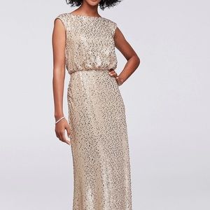 David’s Bridal Gold Sequin Dress. Size XS.